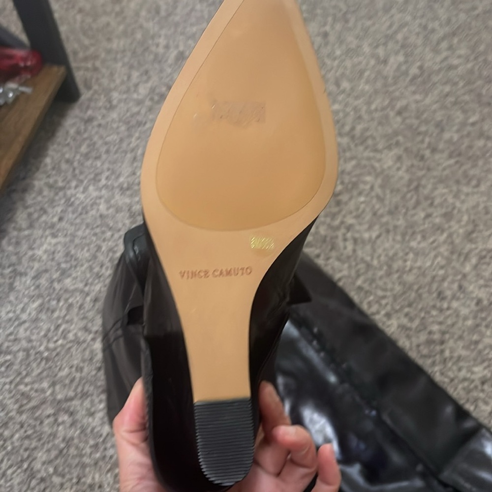 Vince Camuto Black Leather Wedge Boots - Picture 9 of 9